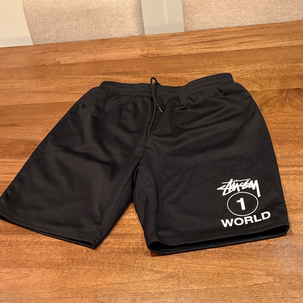 Stussy Black Athletic Shorts with Logo
